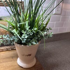 Elegant Green Faux Plant in White Pot